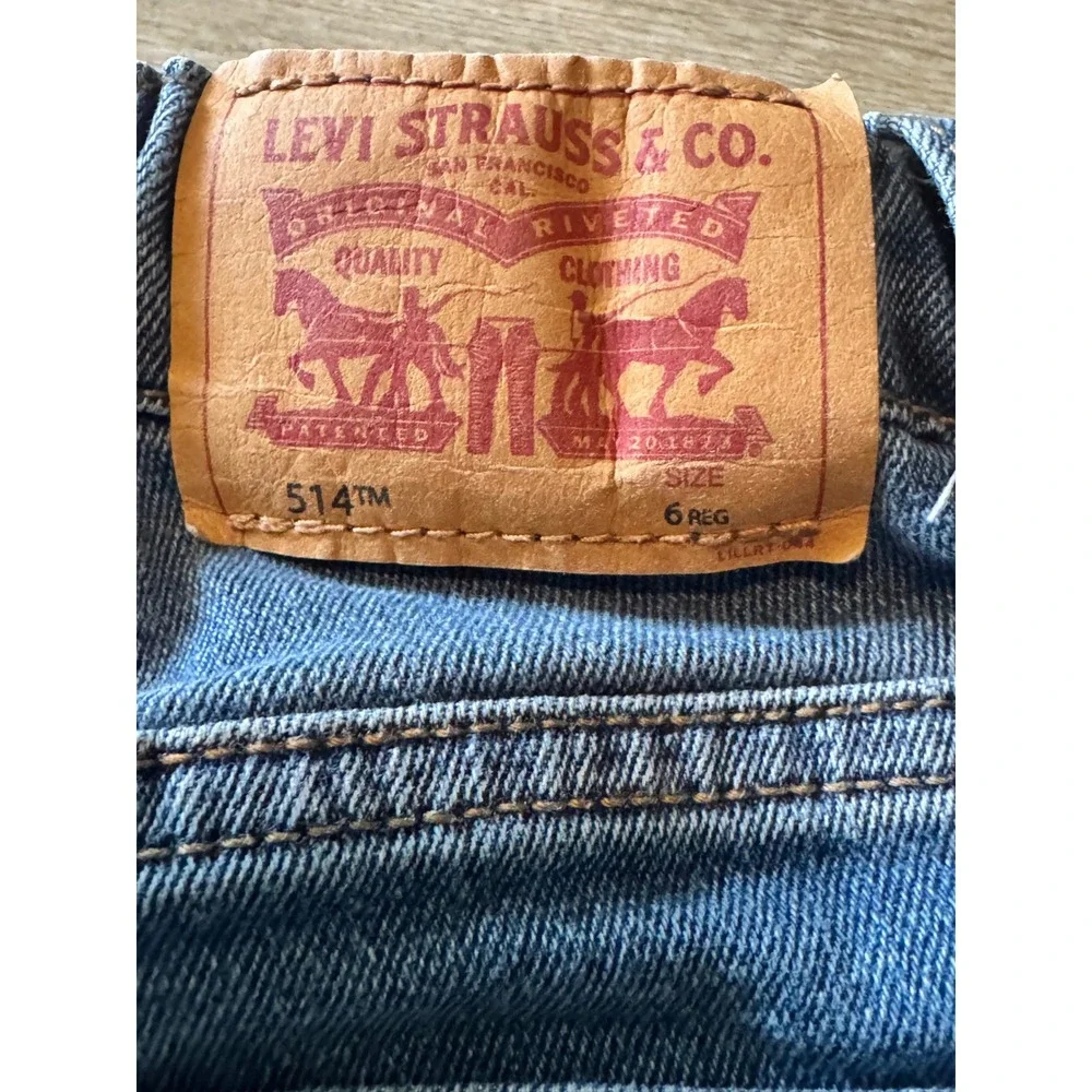 Levis 514 Performance Straight Leg Jeans Medium Wash Blue Boys Size 6 Regular